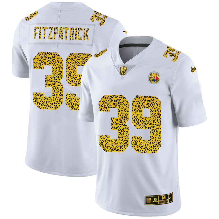 Pittsburgh Steelers #39 Minkah Fitzpatrick Men's Flocked Leopard Print Vapor Limited Jersey White