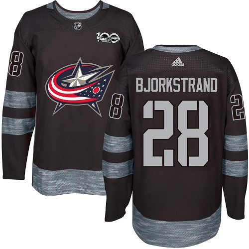 Adidas Columbus Blue Jackets #28 Oliver Bjorkstrand Black 1917-2017 100th Anniversary Stitched Jersey Men's