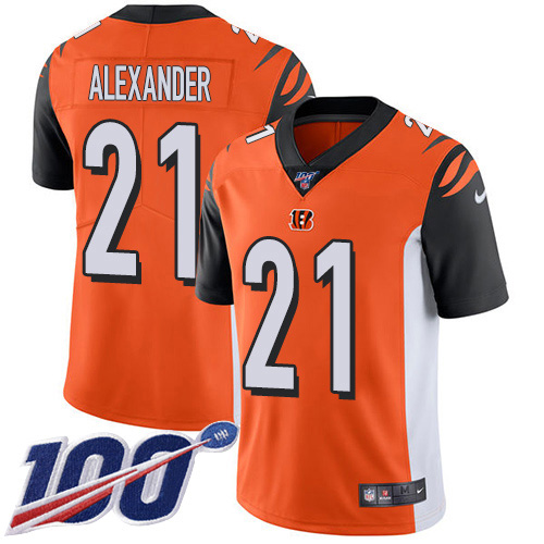 Cincinnati Bengals #21 Mackensie Alexander Orange Alternate Youth Stitched 100th Season Vapor Untouchable Limited Jersey Youth