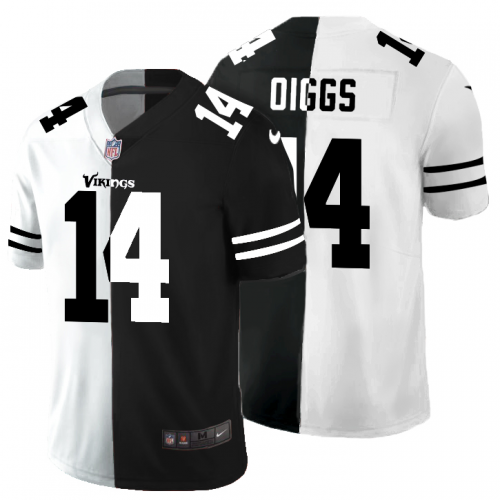 Minnesota Minnesota Vikings #14 Stefon Diggs Men's Black V White Peace Split Vapor Untouchable Limited Jersey Men's