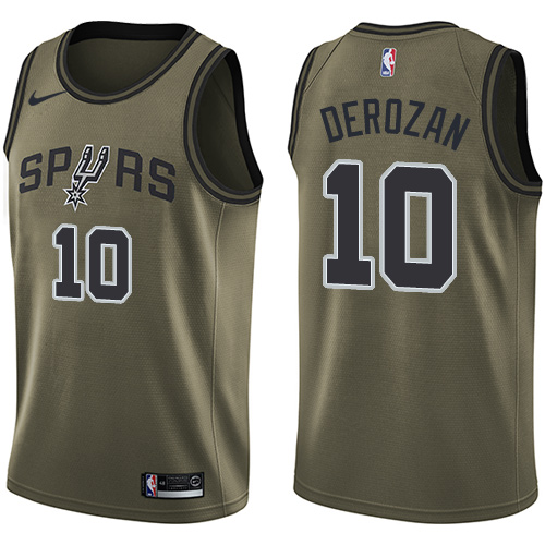 San Antonio Spurs #10 DeMar DeRozan Green Swingman Salute to Service Jersey Mens