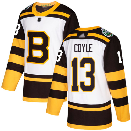 Adidas Boston Bruins #13 Charlie Coyle White Authentic 2019 Winter Classic Stitched Jersey Men's