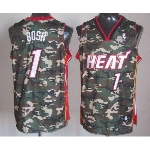 Miami Heat #1 Chris Bosh Camo Stealth Collection Stitched Jersey Mens