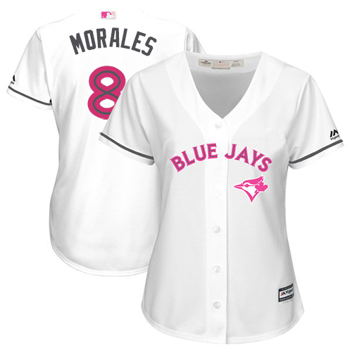 Toronto Blue Jays #8 Kendrys Morales White Mother's Day Cool Base Women's Stitched Jersey Womens