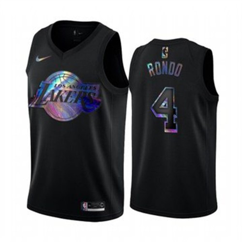 Los Angeles Lakers #4 Rajon Rondo Womens Iridescent Holographic Collection Jersey - Black Womens