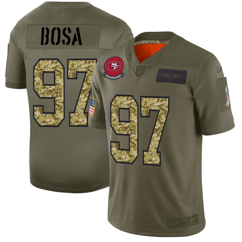 San Francisco 49ers #97 Nick Bosa Men's 2019 Olive Camo Salute To Service Limited Jersey