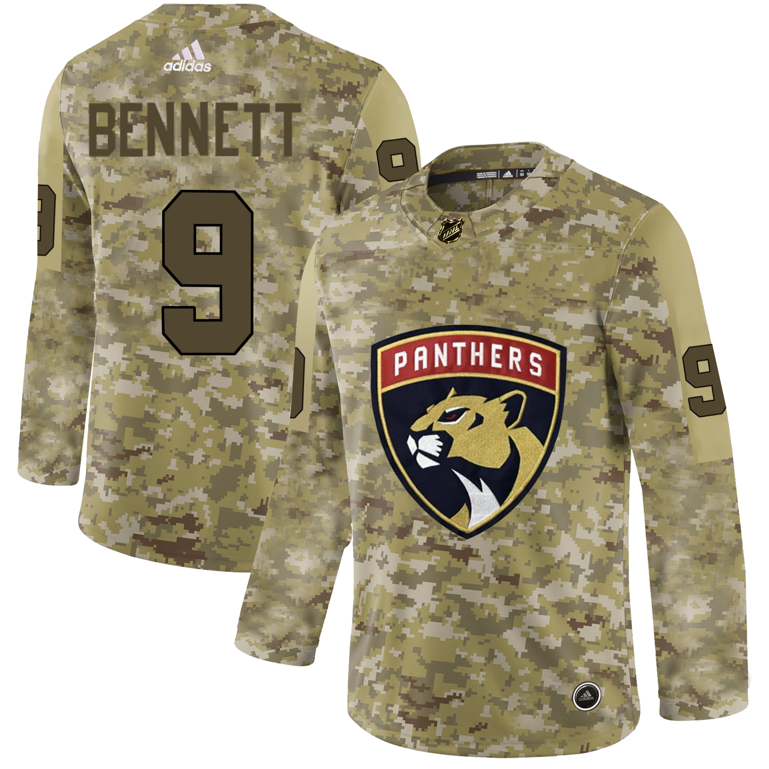 Adidas Panthers #9 Sam Bennett Camo Authentic Stitched Jersey