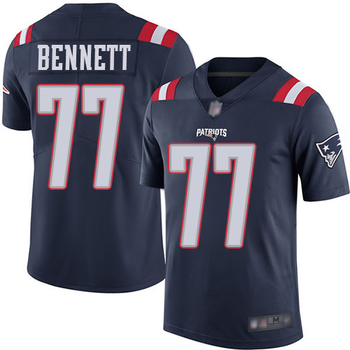 New England Patriots #77 Michael Bennett Navy Blue Men's Stitched Limited Rush Jersey Men's