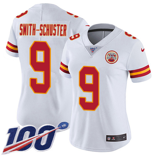 Chiefs #9 JuJu Smith-Schuster White Women's Stitched 100th Season Vapor Limited Jersey