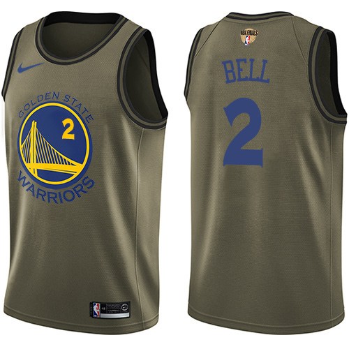 Golden State Warriors #2 Jordan Bell Green Salute to Service The Finals Patch Youth Swingman Jersey Youth