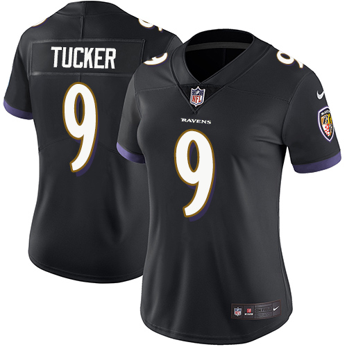 Ravens #9 Justin Tucker Black Alternate Women's Stitched Vapor Untouchable Limited Jersey