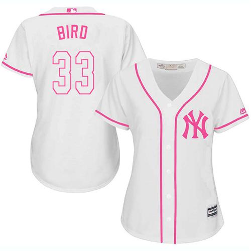 New York Yankees #33 Greg Bird White/Pink Fashion Women's Stitched Jersey Womens