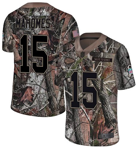 Chiefs #15 Patrick Mahomes Camo Super Bowl LVII Patch Men's Stitched Limited Rush Realtree Jersey