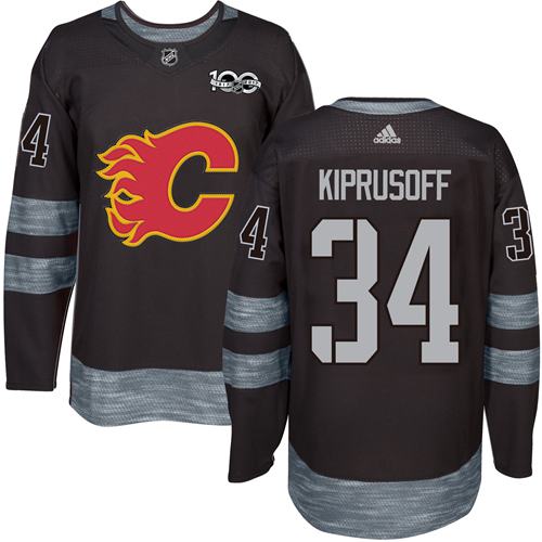 Adidas Calgary Flames #34 Miikka Kiprusoff Black 1917-2017 100th Anniversary Stitched Jersey Men's