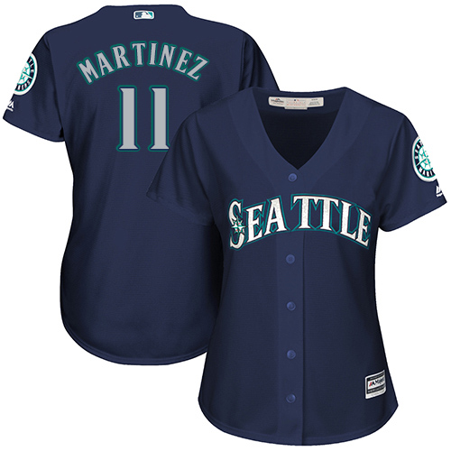 Seattle Mariners #11 Edgar Martinez Navy Blue Alternate Women's Stitched Jersey Womens