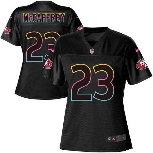 49ers #23 Christian McCaffrey Black Women's Fashion Game Jersey
