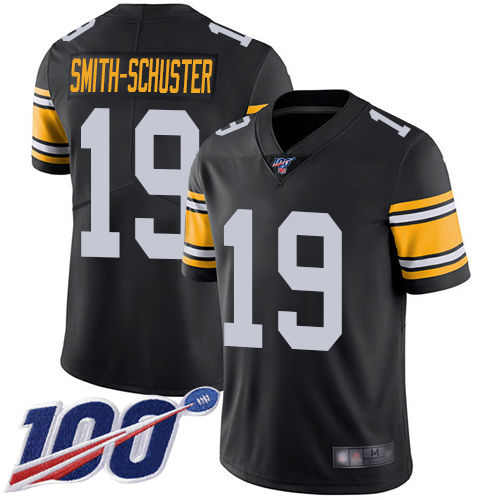 Pittsburgh Steelers #19 JuJu Smith-Schuster Black Alternate Youth Stitched 100th Season Vapor Limited Jersey Youth