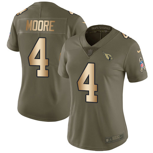 Cardinals #4 Rondale Moore Olive/Gold Women's Stitched Limited 2017 Salute To Service Jersey