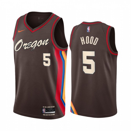 Portland Trail Blazers #5 Rodney Hood Chocolate Youth Swingman 2020-21 City Edition Jersey Youth