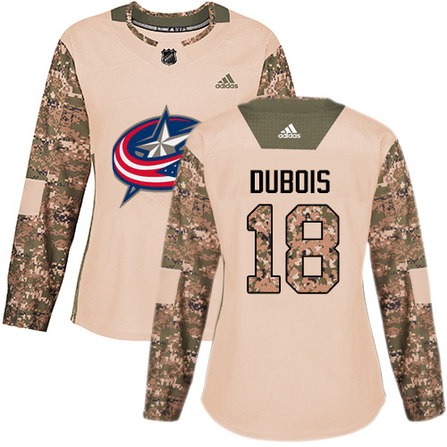 Adidas Columbus Blue Jackets #18 Pierre-Luc Dubois Camo Authentic 2017 Veterans Day Women's Stitched Jersey Womens