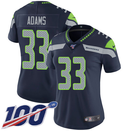 Seahawks #33 Jamal Adams Steel Blue Team Color Women's Stitched 100th Season Vapor Untouchable Limited Jersey