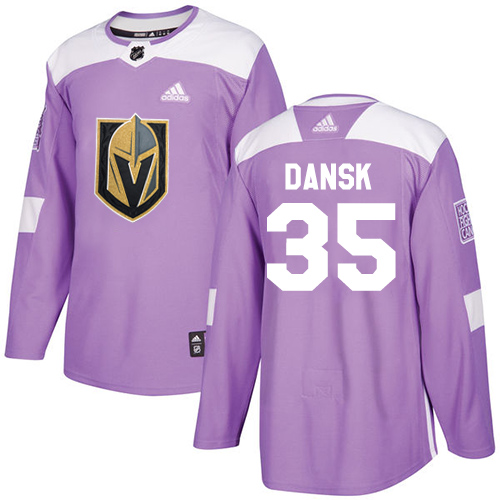 Adidas Golden Vegas Golden Knights #35 Oscar Dansk Purple Authentic Fights Cancer Stitched Jersey Men's