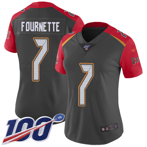 Buccaneers #7 Leonard Fournette Gray Women's Stitched Limited Inverted Legend 100th Season Jersey