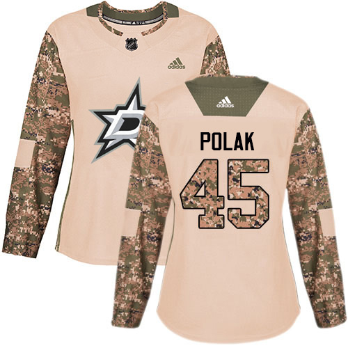 Adidas Dallas Stars #45 Roman Polak Camo Authentic 2017 Veterans Day Women's Stitched Jersey Womens