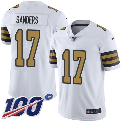 New Orleans Saints #17 Emmanuel Sanders White Men's Stitched Limited Rush 100th Season Jersey Men's