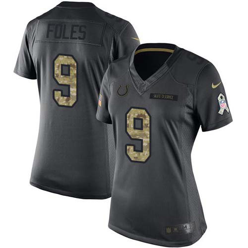 Colts #9 Nick Foles Black Women's Stitched Limited 2016 Salute To Service Jersey