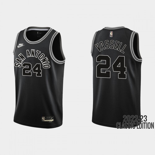San Antonio San Antonio Spurs #24 Devin Vassell Black Mens 2022-23 Classic Edition Jersey Mens