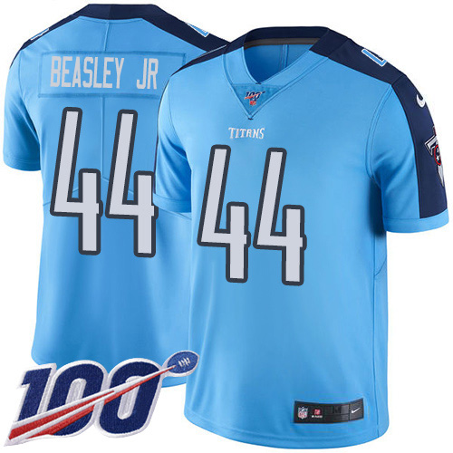 Tennessee Titans #44 Vic Beasley Jr Light Blue Men's Stitched Limited Rush 100th Season Jersey Men's