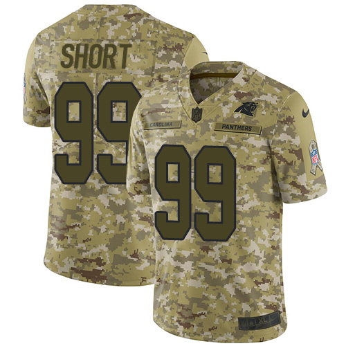 Carolina Panthers #99 Kawann Short Camo Youth Stitched Limited 2018 Salute to Service Jersey Youth