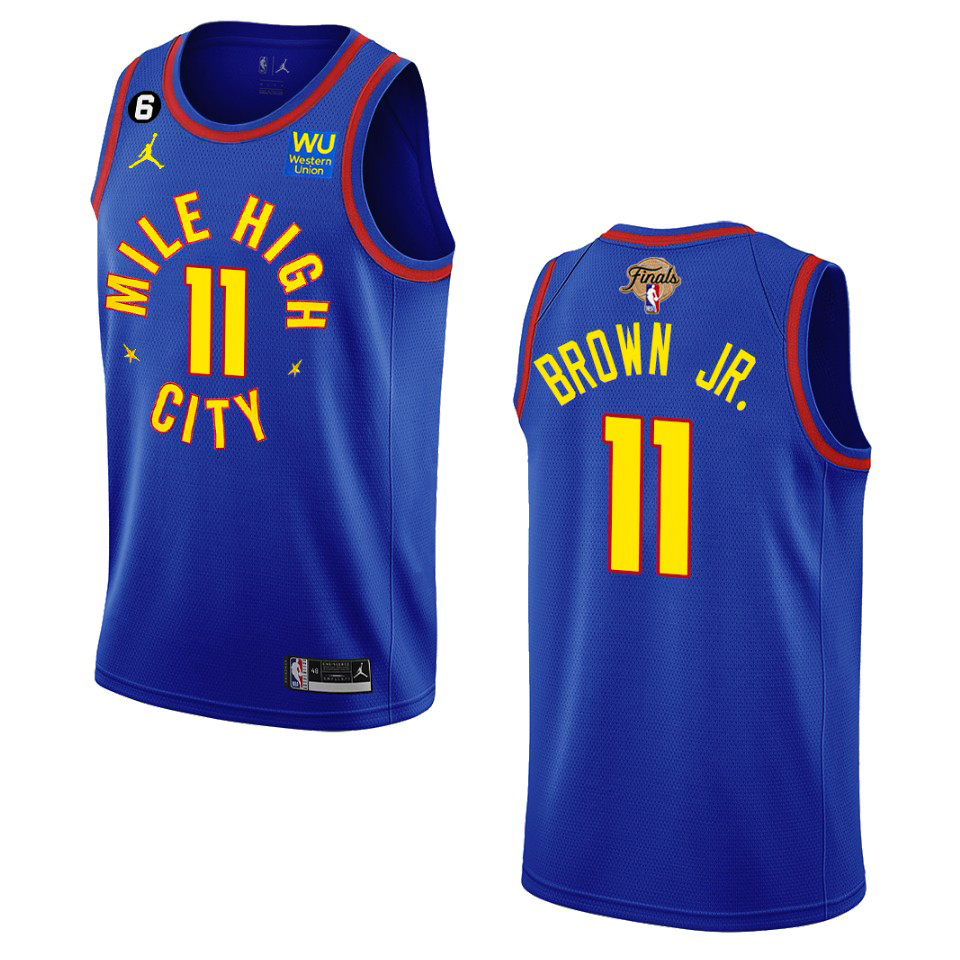 Denver Nuggets #11 Bruce Brown Jr. Navy Men's 2023 Finals Patch Statement Edition Jersey