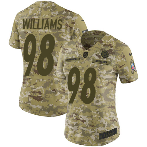 Pittsburgh Steelers #98 Vince Williams Camo Women's Stitched Limited 2018 Salute to Service Jersey Womens