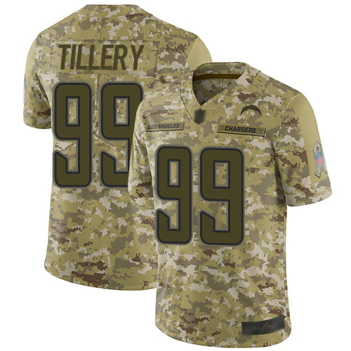 Los Angeles Chargers #99 Jerry Tillery Camo Youth Stitched Limited 2018 Salute to Service Jersey Youth