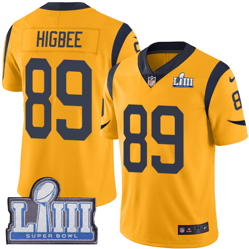 Los Angeles Rams #89 Tyler Higbee Gold Super Bowl LIII Bound Youth Stitched Limited Rush Jersey Youth