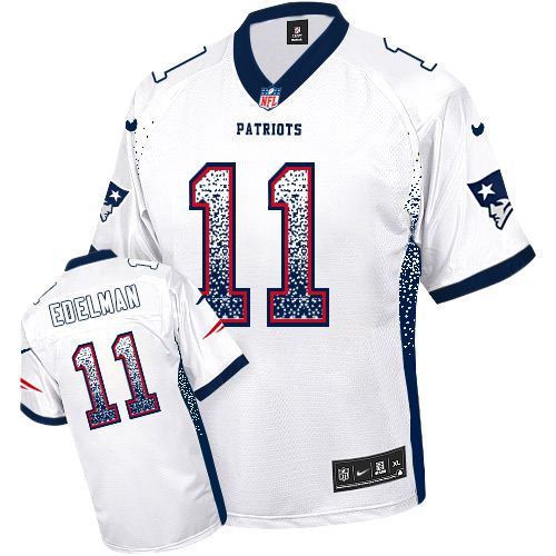 Patriots #11 Julian Edelman White Men's Stitched Elite Drift Fashion Jersey