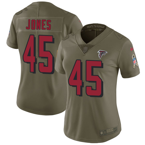 Atlanta Falcons #45 Deion Jones Olive Women's Stitched Limited 2017 Salute to Service Jersey Womens