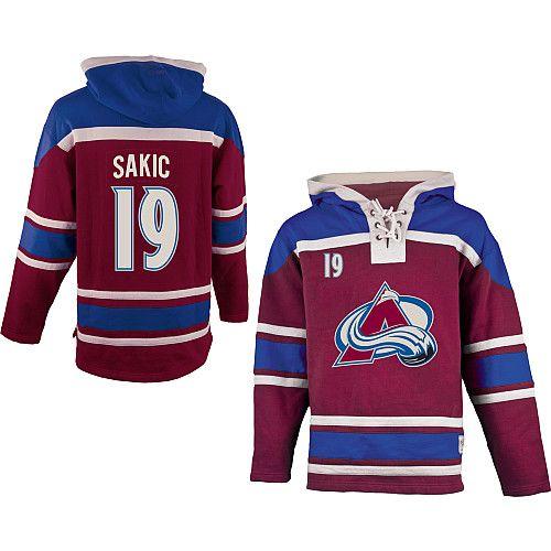 Colorado Avalanche #19 Joe Sakic Red Sawyer Hooded Sweatshirt Stitched Jersey Men's