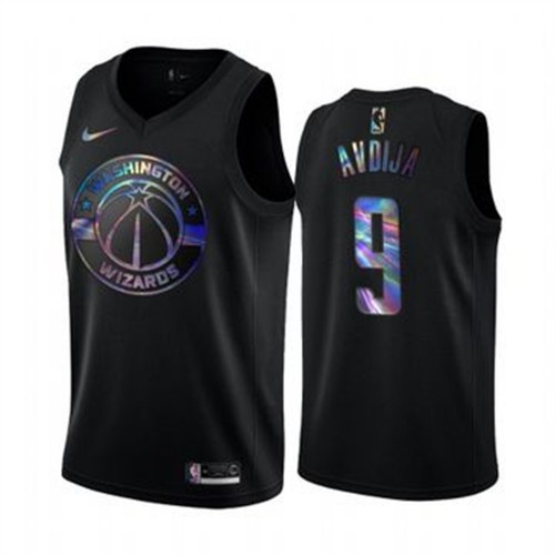 Washington Wizards #9 Deni Avdija Mens Iridescent Holographic Collection Jersey - Black Mens