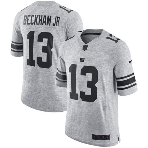 New York Giants #13 Odell Beckham Jr Gray Men's Stitched Limited Gridiron Gray II Jersey Men's