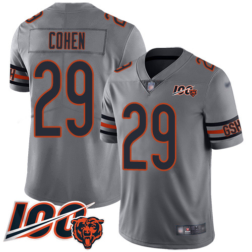 Bears #29 Tarik Cohen Silver Men's Stitched Limited Inverted Legend 100th Season Jersey