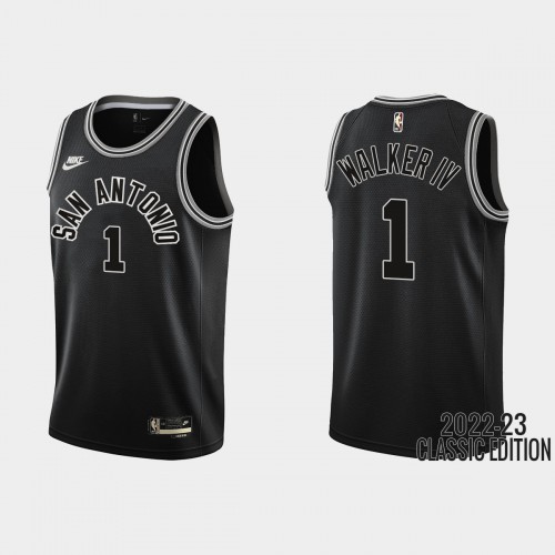 San Antonio San Antonio Spurs #1 Lonnie Walker IV Black Mens 2022-23 Classic Edition Jersey Mens