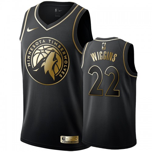 Minnesota Timberwolves #22 Andrew Wiggins Mens Black Golden Edition Swingman Jersey Mens