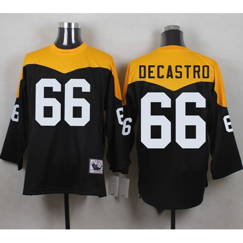 Mitchell And Ness 1967 Pittsburgh Steelers #66 David DeCastro Black/Yelllow Throwback Men's Stitched Jersey Men's