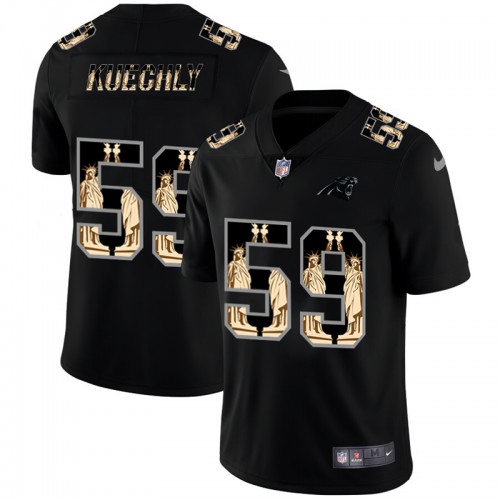 Carolina Carolina Panthers #59 Luke Kuechly Carbon Black Vapor Statue Of Liberty Limited Jersey Men's