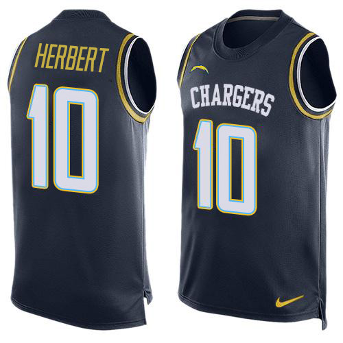 Chargers #10 Justin Herbert Navy Blue Team Color Men's Stitched Limited Tank Top Jersey