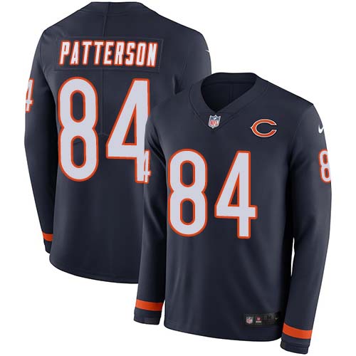 Chicago Bears #84 Cordarrelle Patterson Navy Blue Team Color Men's Stitched Limited Therma Long Sleeve Jersey Men's