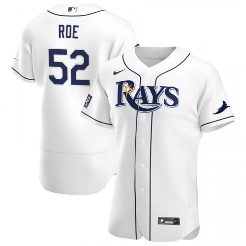 Tampa Bay Tampa Bay Rays #52 Chaz Roe Men's White Home 2020 World Series Bound Authentic Player Jersey Men's
